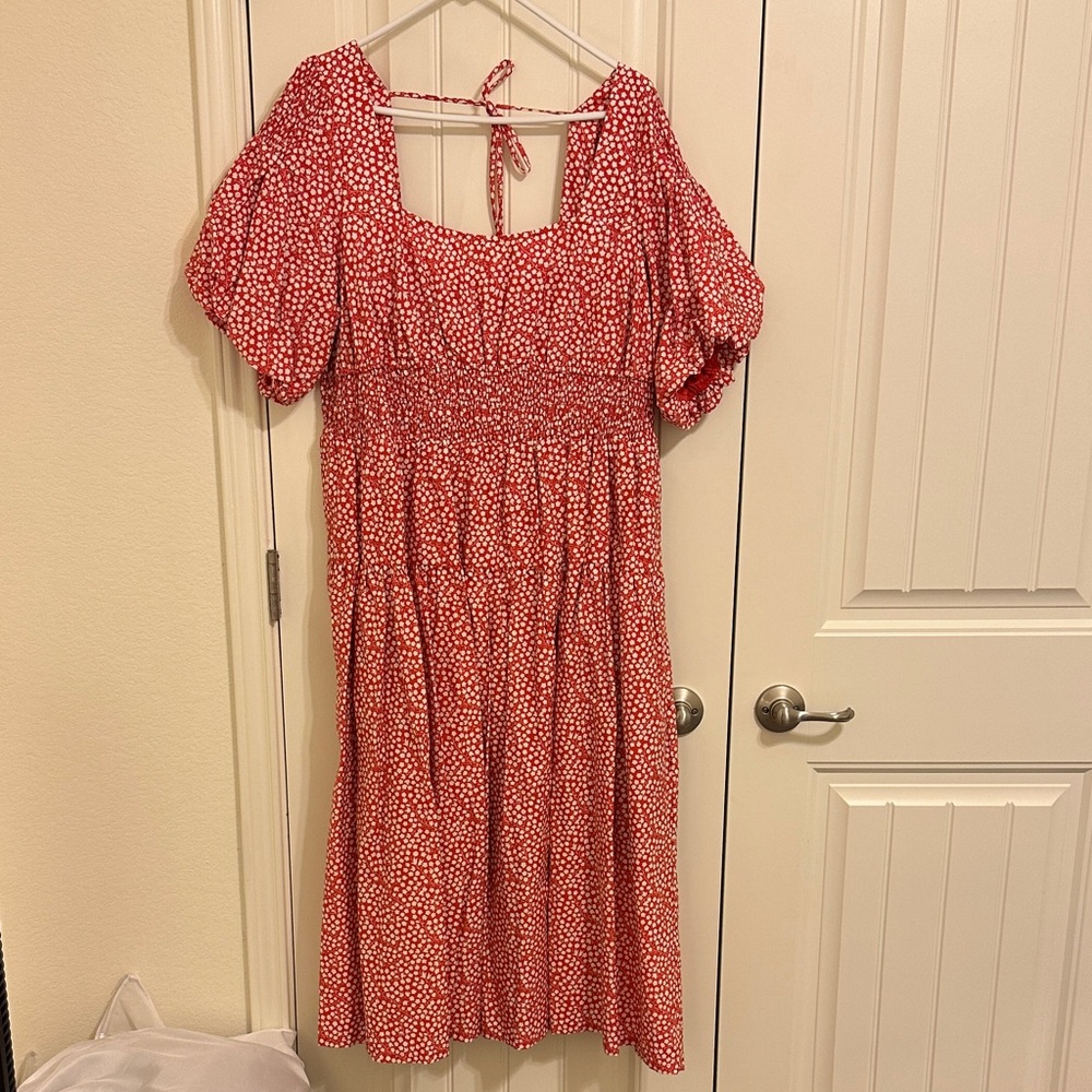 Anthropologie Red and White Midi Dress